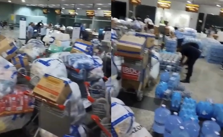 Manauaras lotam Aeroporto Eduardo Gomes com doações para vítimas de enchente no RS