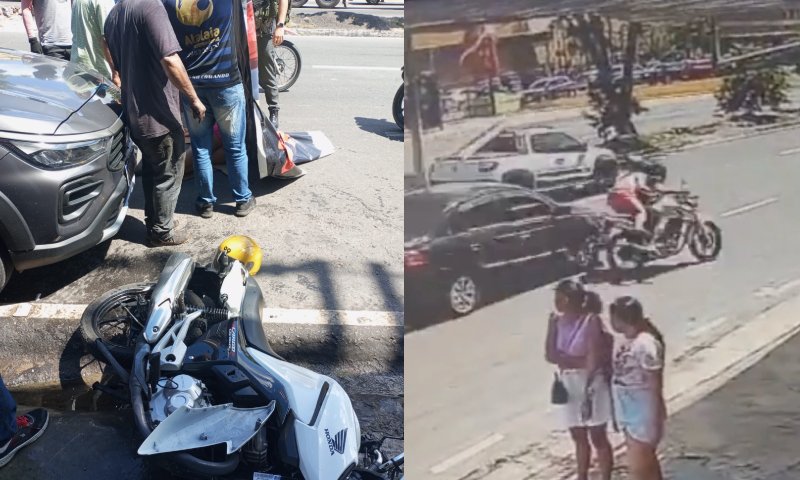 Urgente: acidente de moto faz casal parar debaixo de carro no Coroado; veja vídeo