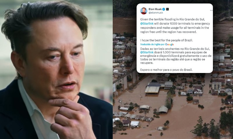 Elon Musk irá doar 1000 antenas da Starlink para o RS: “internet gratuita para equipes de resgate”