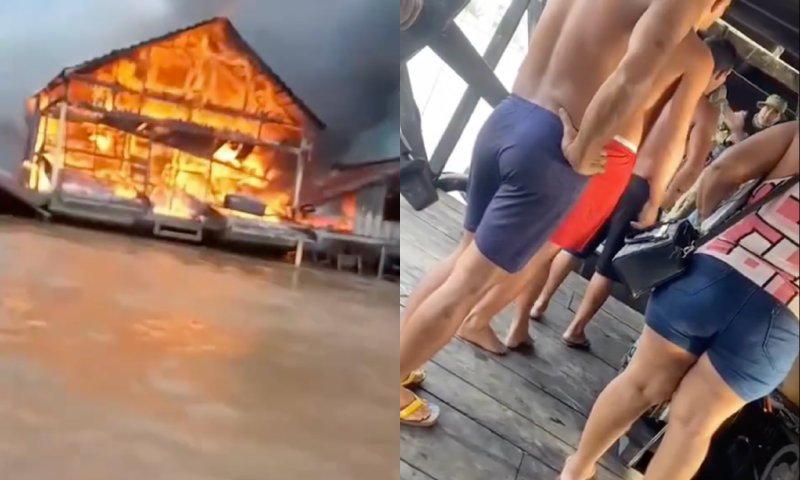 População protesta após órgãos federais destruirem balsas de garimpo em Humaitá; veja video