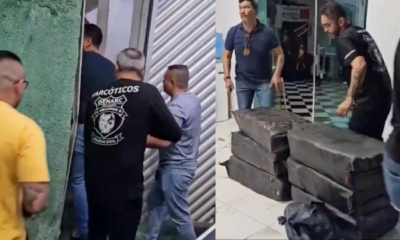Mãe e filhos são presos com meia tonelada de drogas em Manaus; veja vídeo