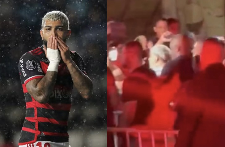 ‘Limpar imagem?’: Gabigol pula grade para atender torcedores e gera polêmica em Manaus; veja