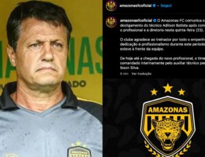 Técnico do Amazonas FC é demitido após derrota para o Flamengo na Arena da Amazônia