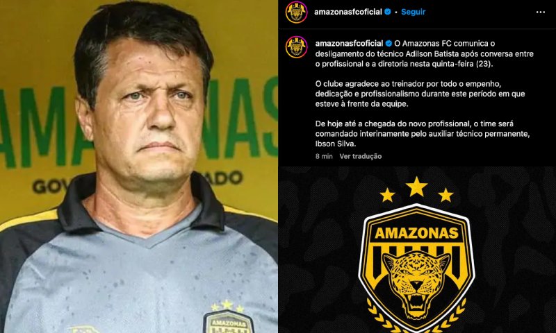 Técnico do Amazonas FC é demitido após derrota para o Flamengo na Arena da Amazônia
