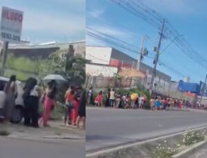 Promoção em loja de maquiagem gera fila quilométrica de mulheres em Manaus; veja vídeo