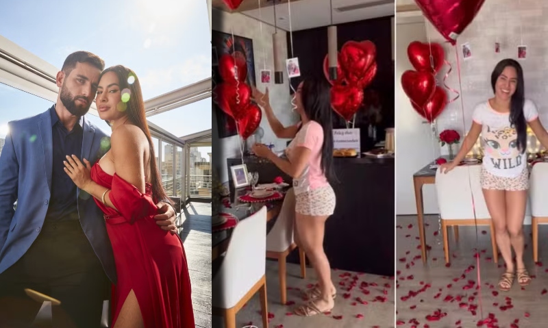 O amor está no ar: Matteus faz surpresa no primeiro Dia dos Namorados com Isabelle Nogueira; veja vídeo