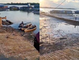 "Seca vindo forte": Rio Solimões começa a baixar em Tabatinga e moradores temem o pior; veja vídeo