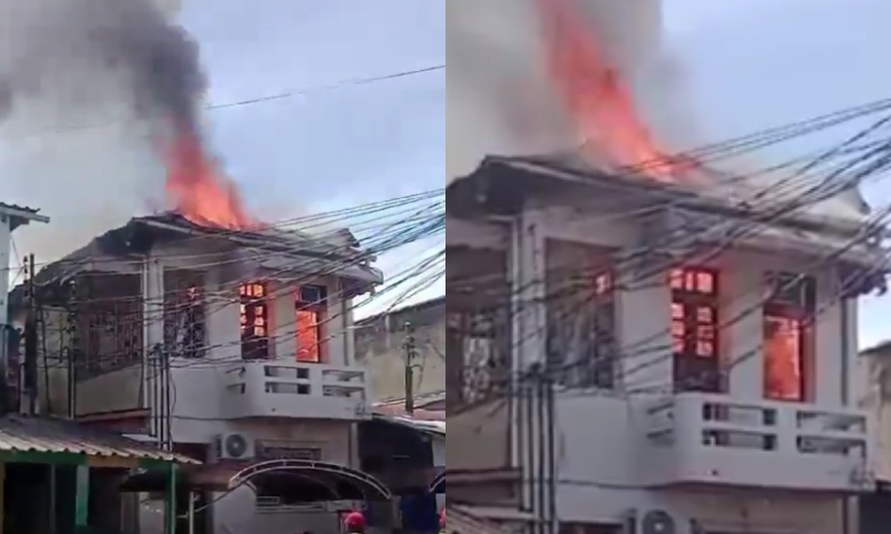 Incêndio de grandes proporções destrói casa no bairro Praça 14; veja vídeos