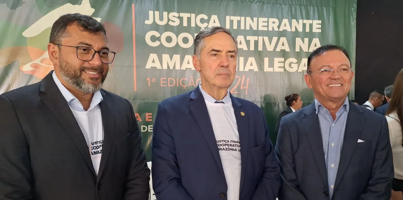 Prefeito Dedei lobo, ministro Barroso e Wilson Lima inauguram Justiça Itinerante do CNJ em Humaitá