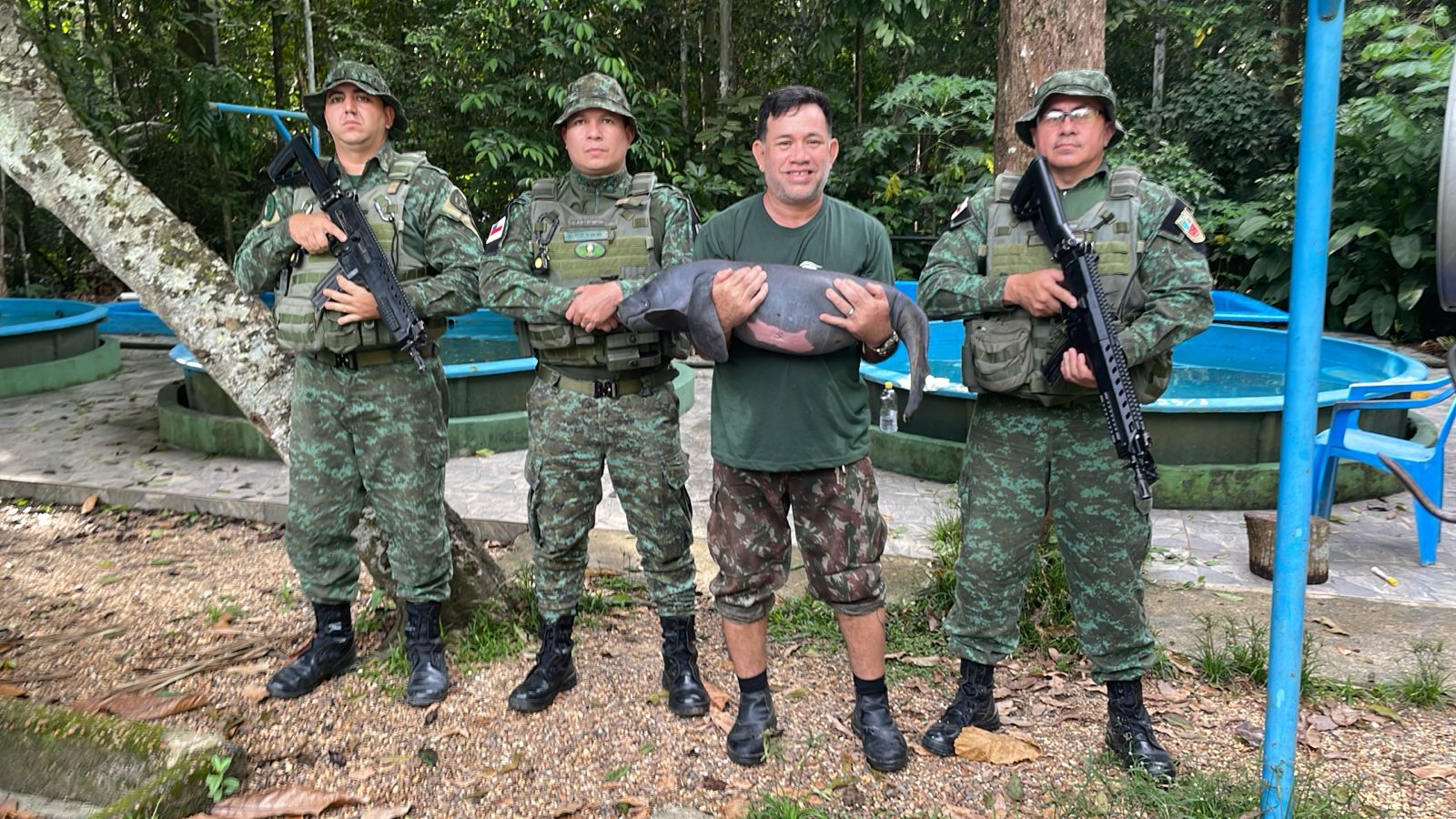 Polícia Militar ambiental resgata filhote de Peixe-Boi em Silves e entrega mamífero ao INPA
