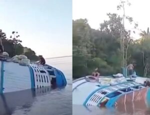 Barco afunda próximo à comunidade Benjamin Constant, no interior do AM; veja vídeo