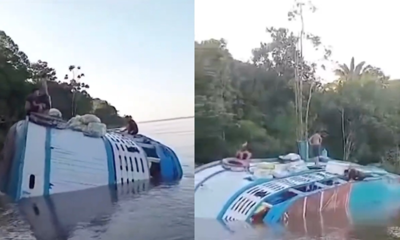 Barco afunda próximo à comunidade Benjamin Constant, no interior do AM; veja vídeo