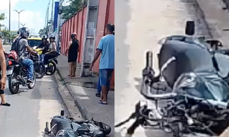 Motoqueiro fica com a c4beça r4chada após acidente na Zona Norte de Manaus; veja vídeo