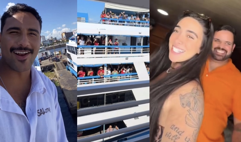 Ex-bbbs embarcam em viagem de 18h de barco rumo ao Festival de Parintins; veja vídeos
