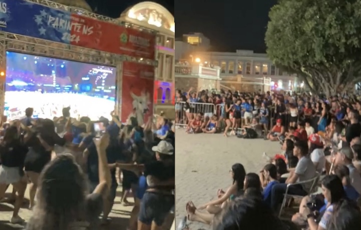 Manauaras lotam Largo de São Sebastião para assistir Festival de Parintins; veja vídeos