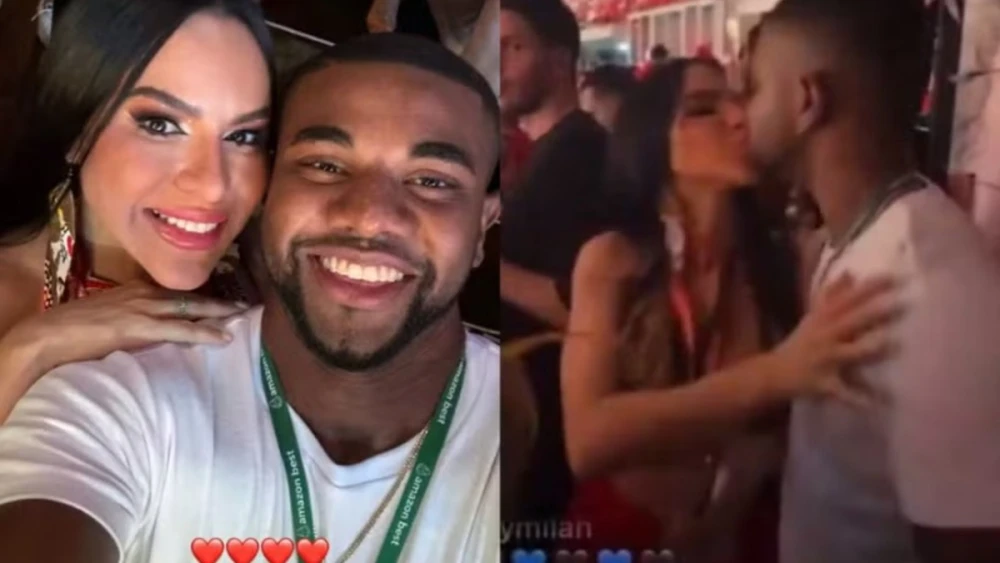 O amor está no ar: Davi do BBB 24 é flagrado aos beijos com musa do Boi Garantido