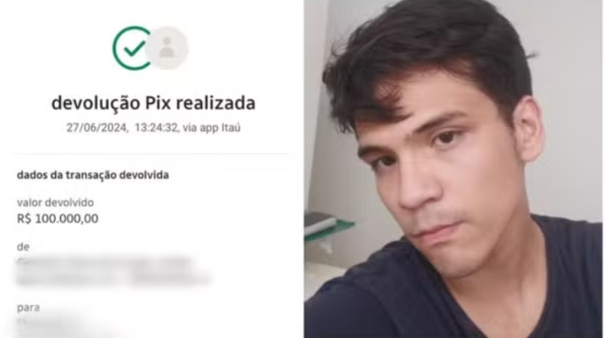 Estudante recebe PIX de R$ 100 mil por engano e devolve valor ao dono
