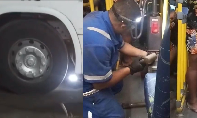 Mulher com obesidade fica presa em catraca e ônibus precisa ser desmontado para retirá-la; veja vídeo
