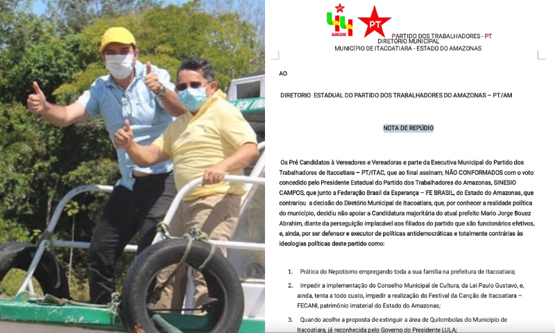 Sinésio Campos cria guerra com o PT de Itacoatiara após declarar apoio a Mário Abrahim