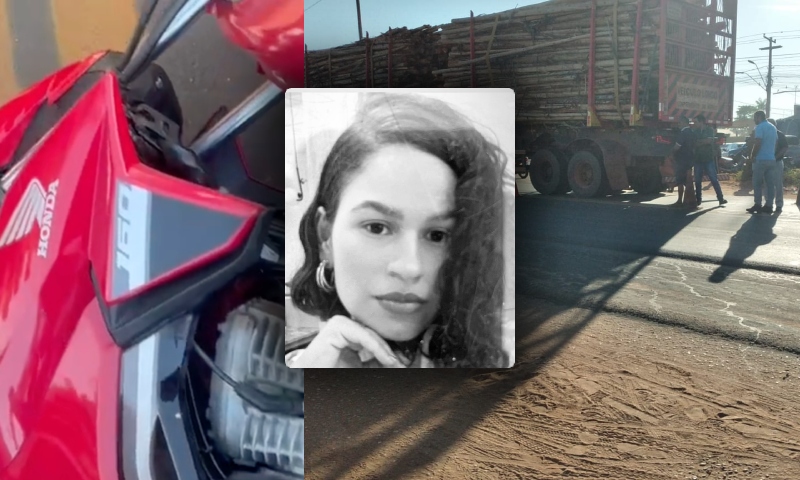 Tragédia: mulher perde o equilíbrio na moto e cai debaixo de caminhão na BR-010; veja vídeo