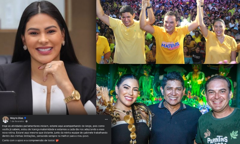 Escândalo em Parintins: deputada Mayra Dias usa licença-maternidade para fazer propaganda eleitoral para candidato do marido; veja
