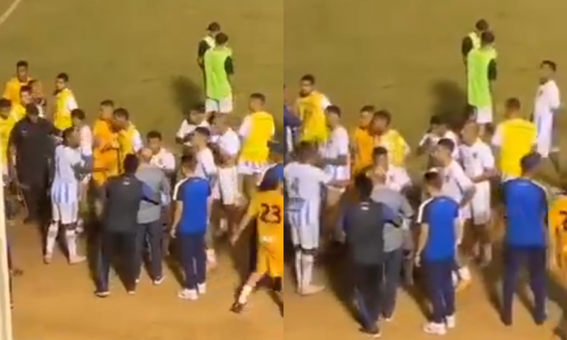 Policial at1ra em goleiro dentro de campo durante confusão em jogo do Campeonato Goiano; veja vídeo