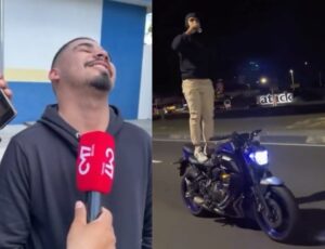 'Amostradinho' da moto na Avenida das Torres vai parar na delegacia: "estão me crucificando"; veja vídeo