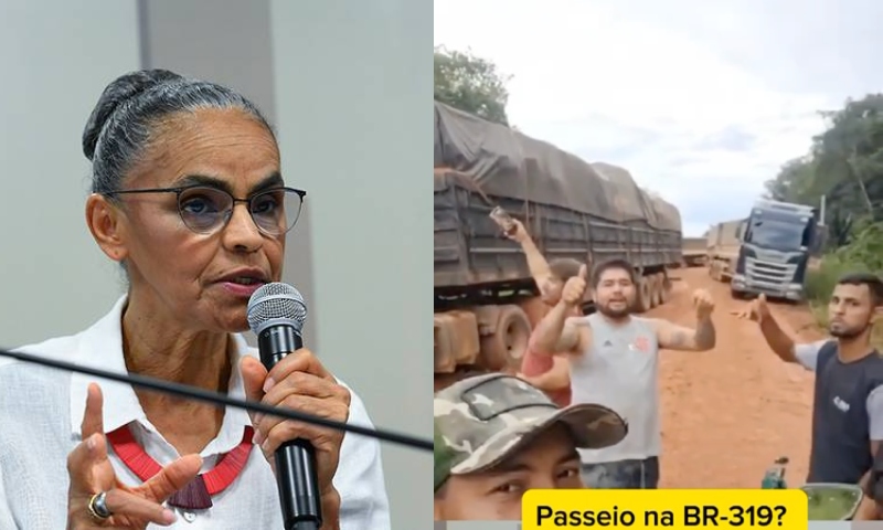 Caminhoneiros gravam vídeo na BR-319 e debocham da fala de Marina Silva: “Olha aí os Carros de Passeio”
