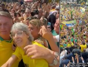 Sob gritos de ‘volta Bolsonaro’, ex-presidente encontra apoiadores no Rio de Janeiro; veja vídeo