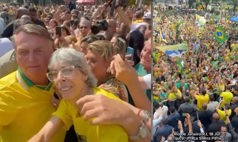 Sob gritos de ‘volta Bolsonaro’, ex-presidente encontra apoiadores no Rio de Janeiro; veja vídeo