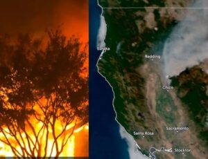 Mega-incêndio na Califórnia se intensifica e fumaça já é vista do espaço saindo dos EUA e chegando no Canadá; veja vídeo