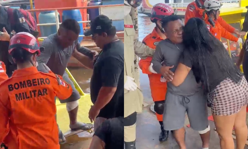 Urgente: veja momento em que sobreviventes de explosão em balsa chegam a Manaus; vídeo