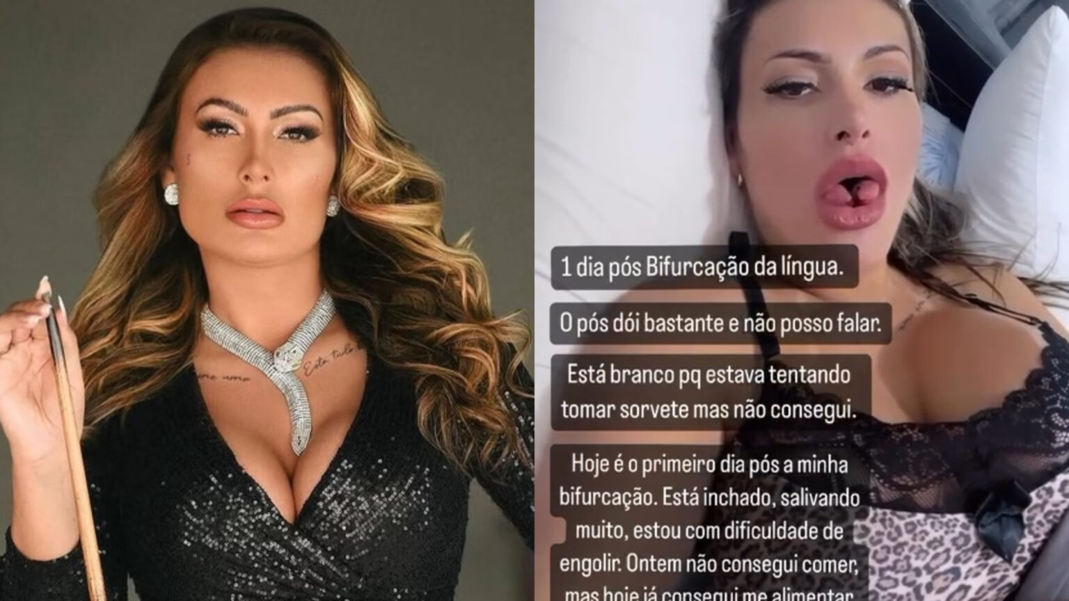 Andressa Urach choca a web ao aparecer com língua p4rtida ao meio: “Dem0ní4ca”; veja vídeo