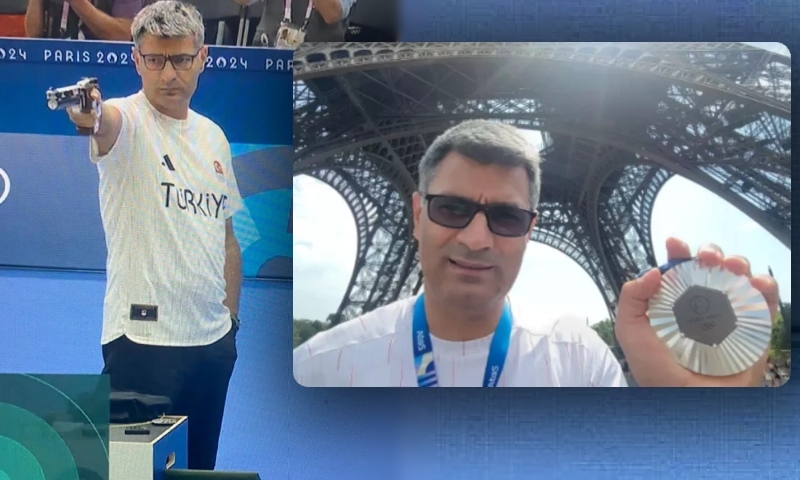 Atirador raiz: turco medalha de prata viraliza após postura descontraída