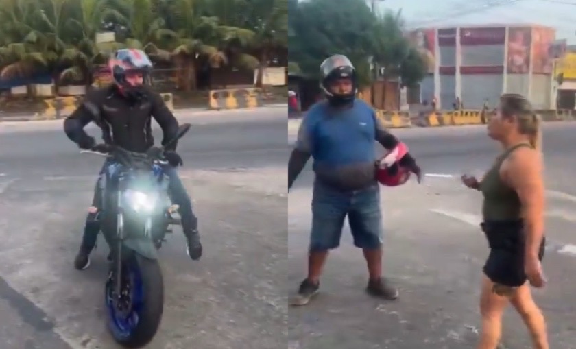 Motoqueiro ‘valentão’ é filmado dando s0c0 em mulher durante br1ga de trânsito em Manaus; veja vídeo
