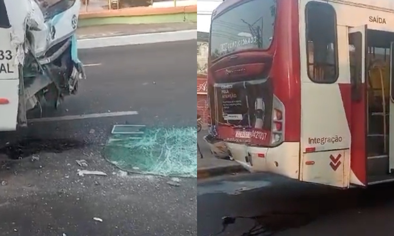 Ac1dente entre ônibus deixa passageiros fer1dos em avenida de Manaus; veja vídeos
