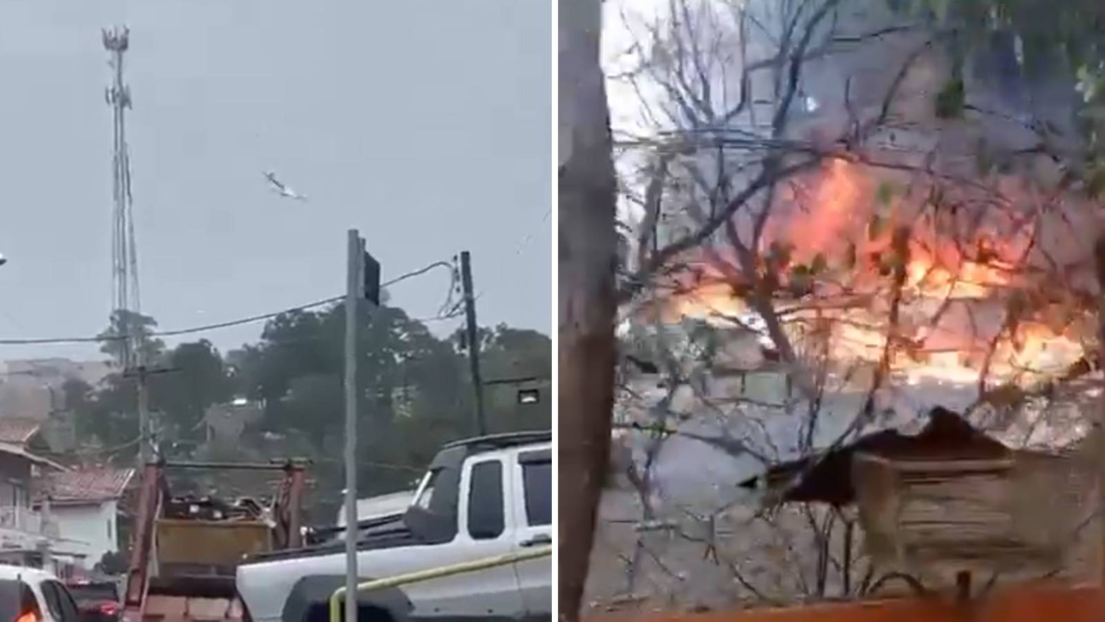 Urgente: veja momento em que avião com passageiros cai no interior de SP; vídeo