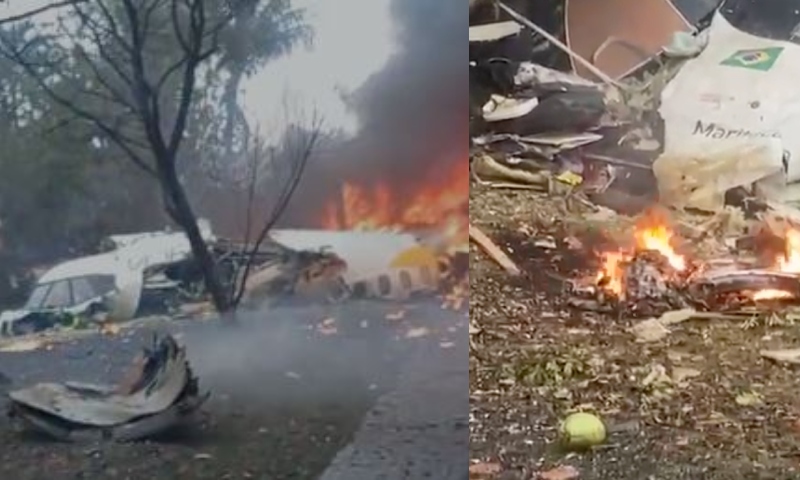 Vídeos mostram destruição e m0rtes após queda de avião no interior de SP; veja