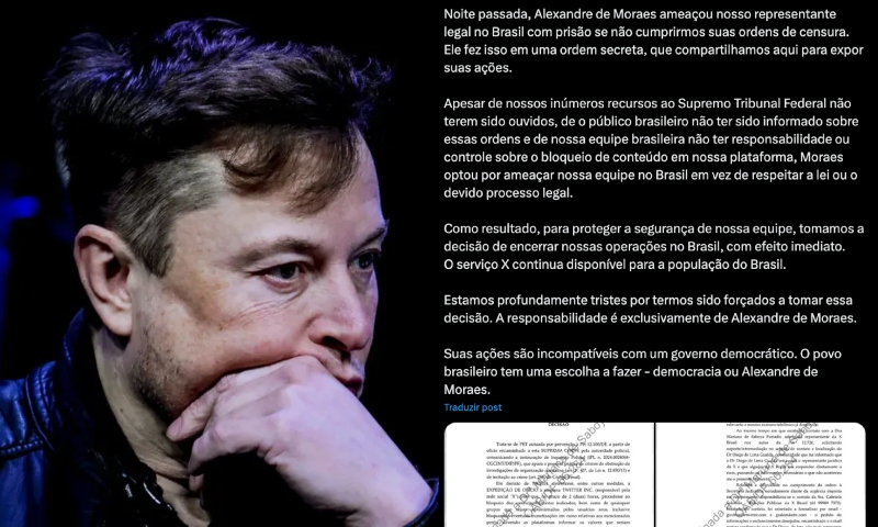 Elon Musk é forçado a demitir funcionários do X no Brasil após perseguição do STF: “40 famílias desempregadas”