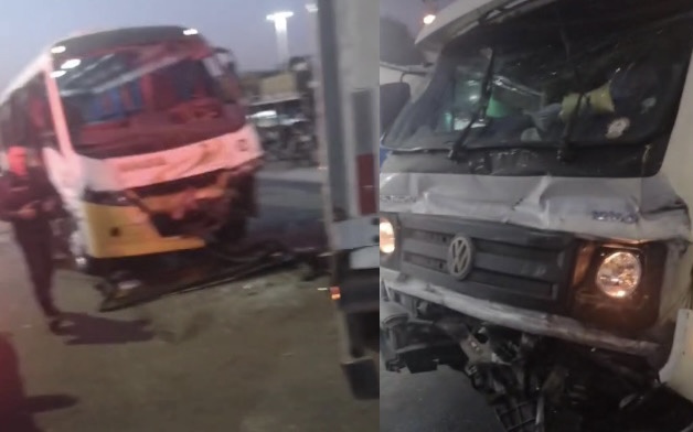 Urgente: grave acidente entre micro-ônibus e caminhão deixa vários ferid0s em Manaus