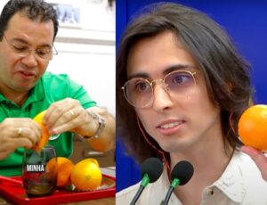 "Tua laranja tava azeda", diz Wilker Barreto após ganhar fruta de Amom Mendel no debate