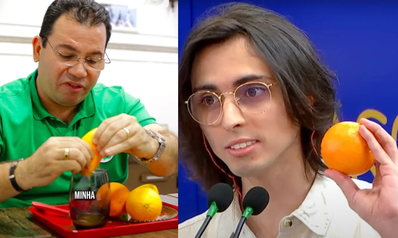 “Tua laranja tava azeda”, diz Wilker Barreto após ganhar fruta de Amom Mendel no debate