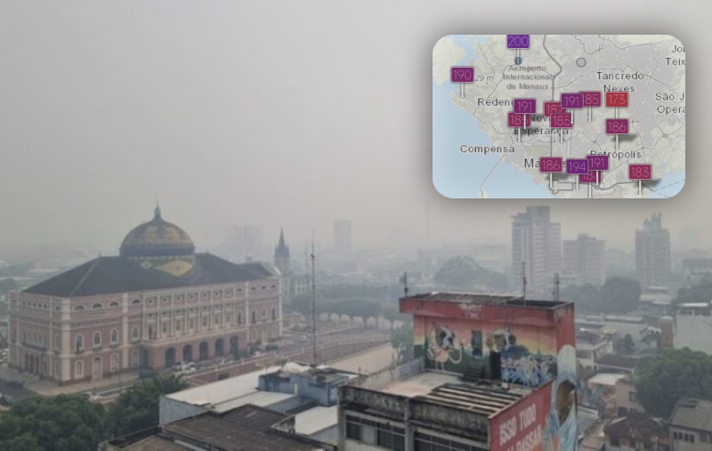 Manaus sufocando: qualidade do ar volta a atingir o nível ‘muito insalubre’ em diversos bairros da cidade