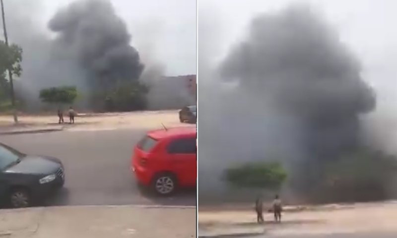 Incêndio atinge área de mata próxima à escola de samba Reino Unido da Liberdade; veja vídeo