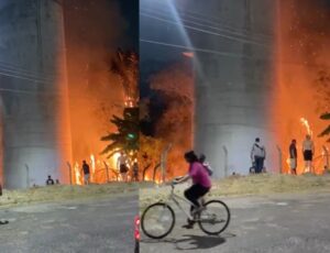 Urgente: incêndio se espalha por área verde em residencial no bairro Monte das Oliveiras; veja vídeo