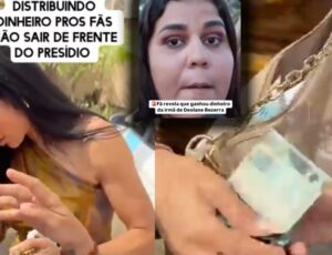 Irmã de Deolane é flagrada distribuindo dinheiro para fãs em frente a presídio; veja vídeo
