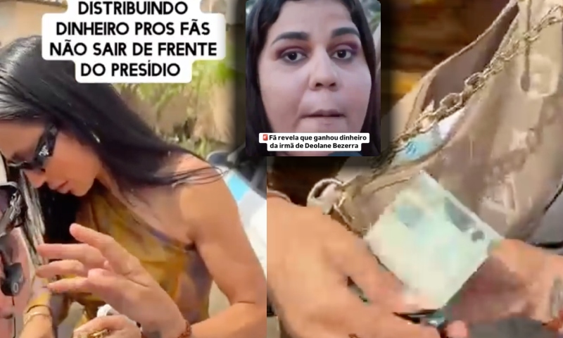 Irmã de Deolane é flagrada distribuindo dinheiro para fãs em frente a presídio; veja vídeo