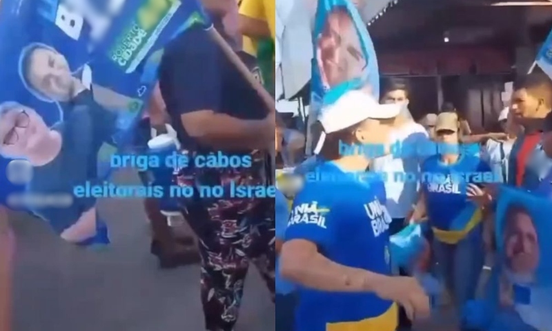 ‘Bandeiraço’ da confusão: cabos eleitorais de Roberto Cidade armam barrac0 no Novo Israel; veja vídeo