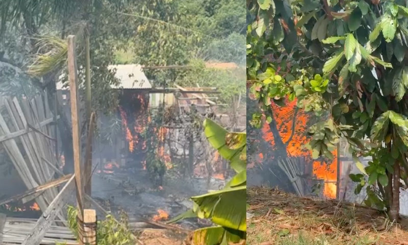 Incêndio destrói casa de madeira e ameaça se espalhar por vegetação em Manacapuru; veja vídeo