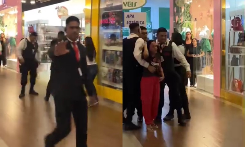 Barr4co: segurança é filmada trocando s0c0 com cliente no Shopping Via Norte, em Manaus; veja vídeo